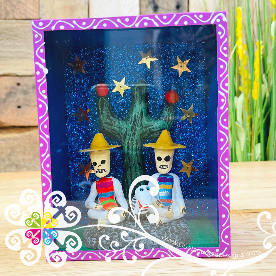 Blue Mini Square Mexican Box Decor - Cajita Decorativa Barro Cocido –  Guelaguetza Designs