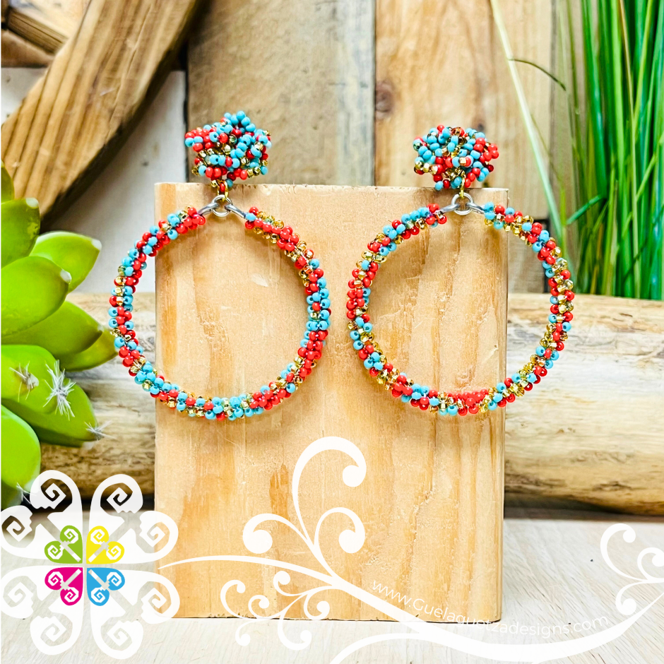 Arracada Stud Hoops - Beaded Earrings