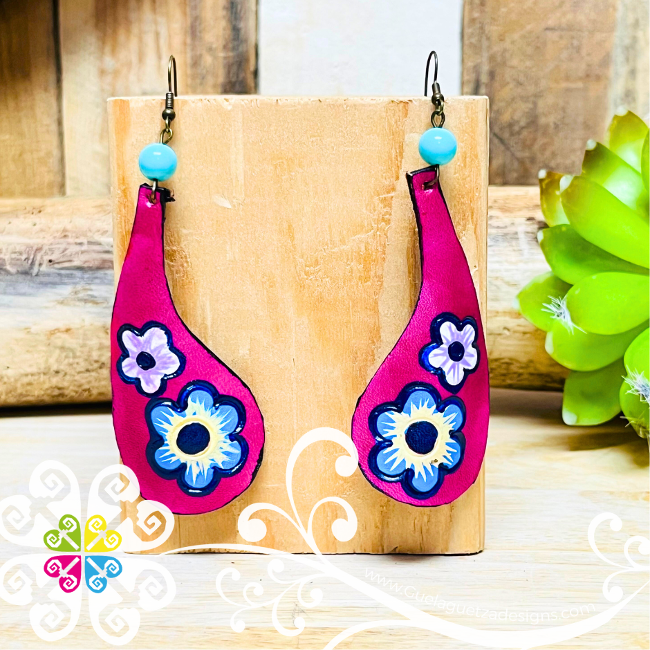 Rocio Hand Painted - Artisan Leather Earrings