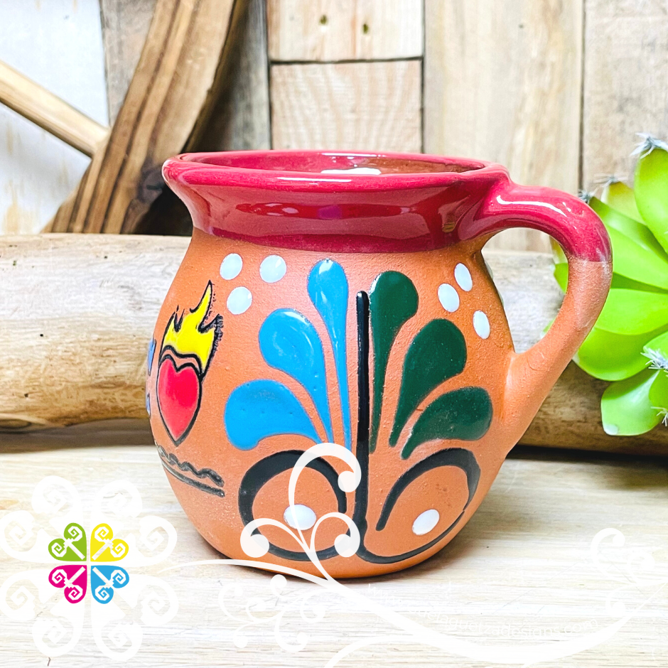 Set of 4 Womenhood Mexican Clay Mugs - Set Taza Barro