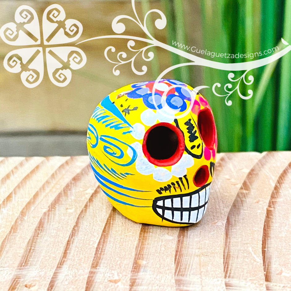 Mini Hand Painted Multicolor Sugar Skull  - Calaverita Guerrero