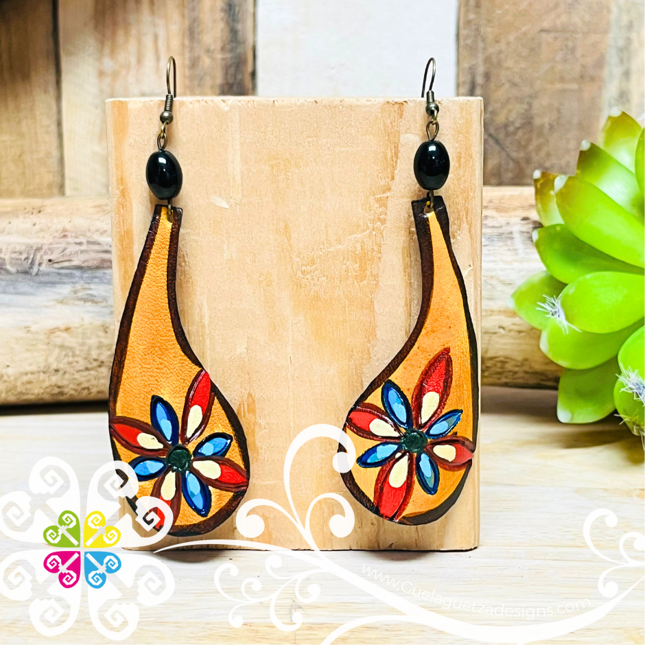 Rocio Hand Painted - Artisan Leather Earrings