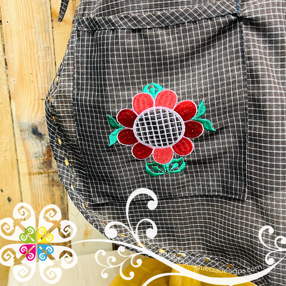 Brown  Escapulario Embroider Apron - Mandil Artesanal