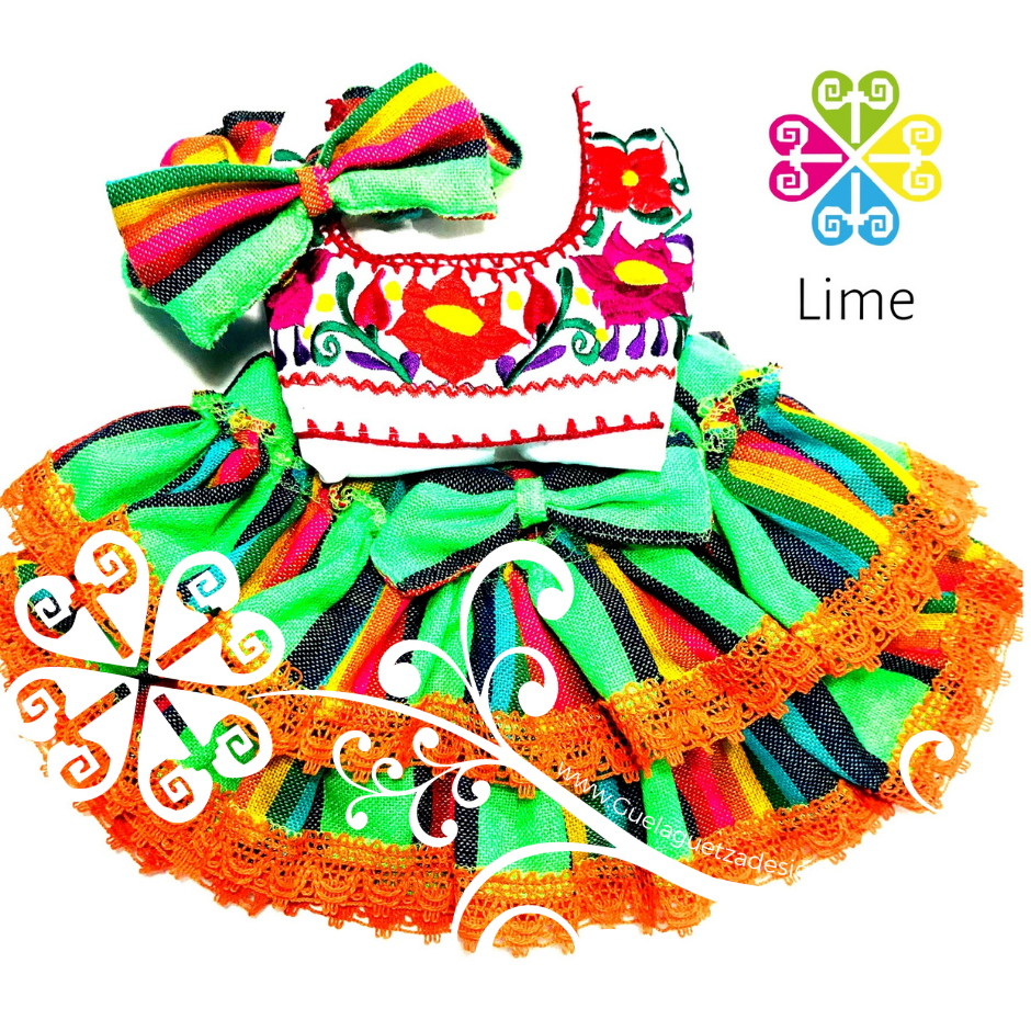 Lime Green Primavera Girl Set - Mexican Children Outfit