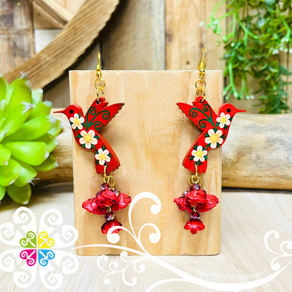 Flor Colibri Wood Earrings - Palm Earrings