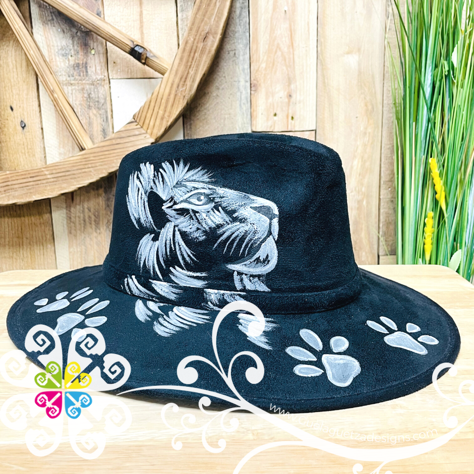 Indiana Black Sencillo Velvet Hat - Hand Painted Fall Hat