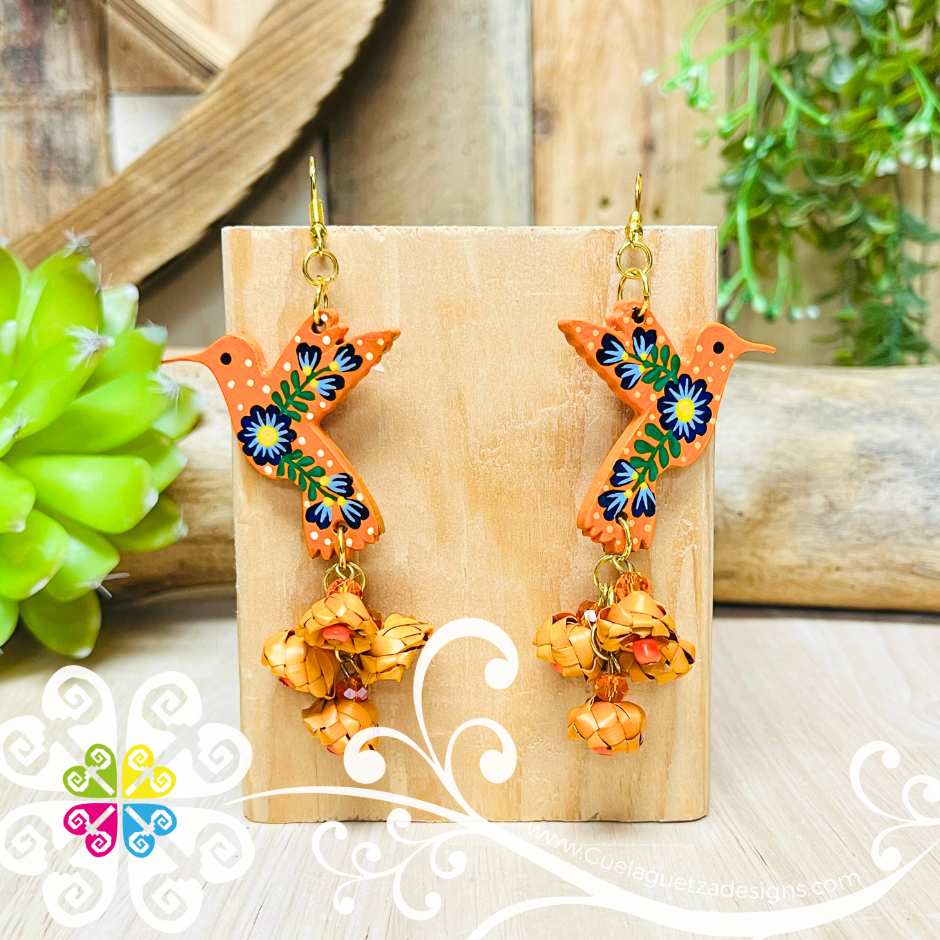 Flor Colibri Wood Earrings - Palm Earrings