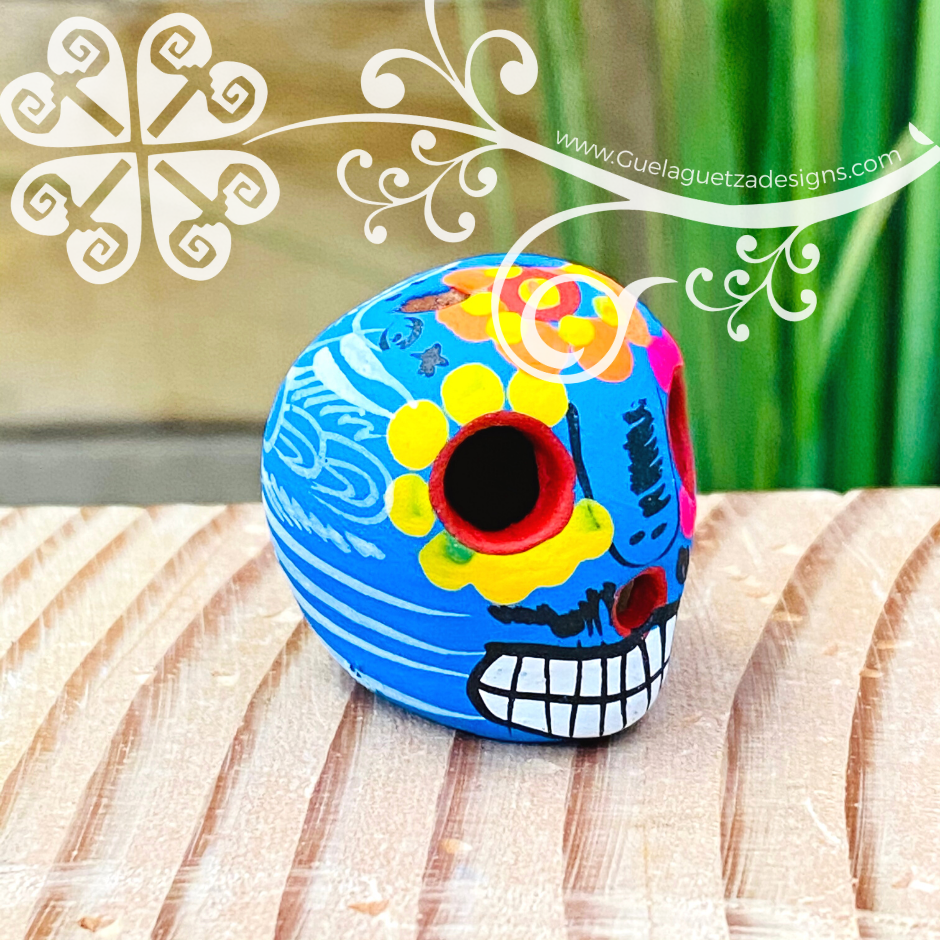 Mini Hand Painted Multicolor Sugar Skull  - Calaverita Guerrero