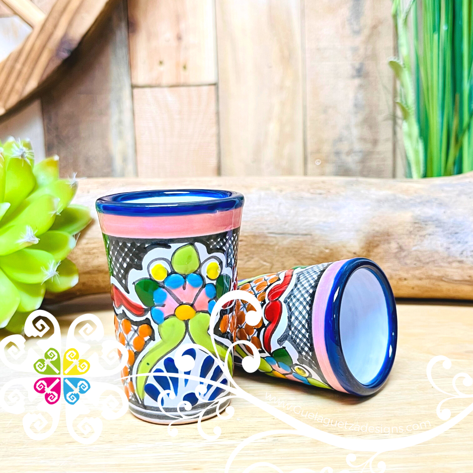 Pink Floral Bouquet Talavera Set Tequilero - Talavera Kitchen