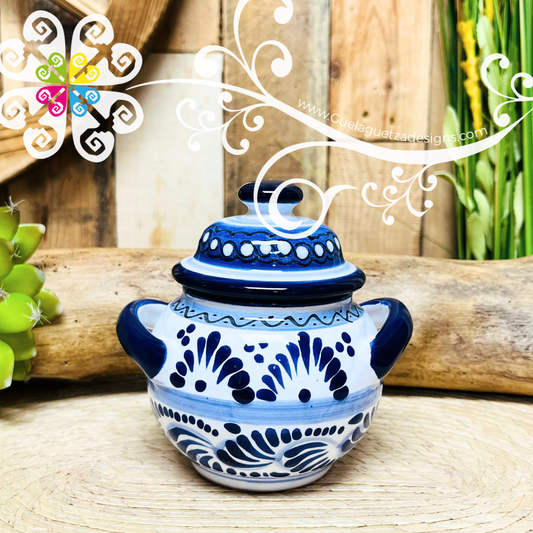 Medium Blue Talavera Sugar Bowl - Talavera Azucarera - Talavera Kitchen