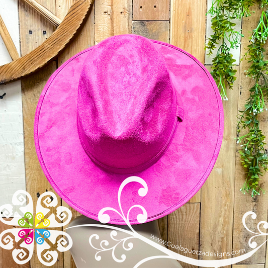 Fuchsia Mitla Velvet Hat - Peek-a-Boo Hand Painted Hat