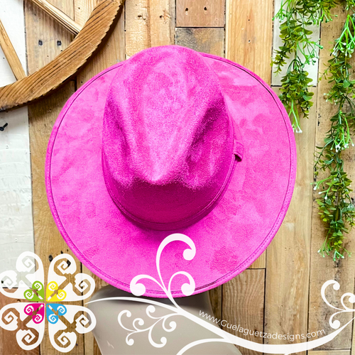 Fuchsia Mitla Velvet Hat - Peek-a-Boo Hand Painted Hat