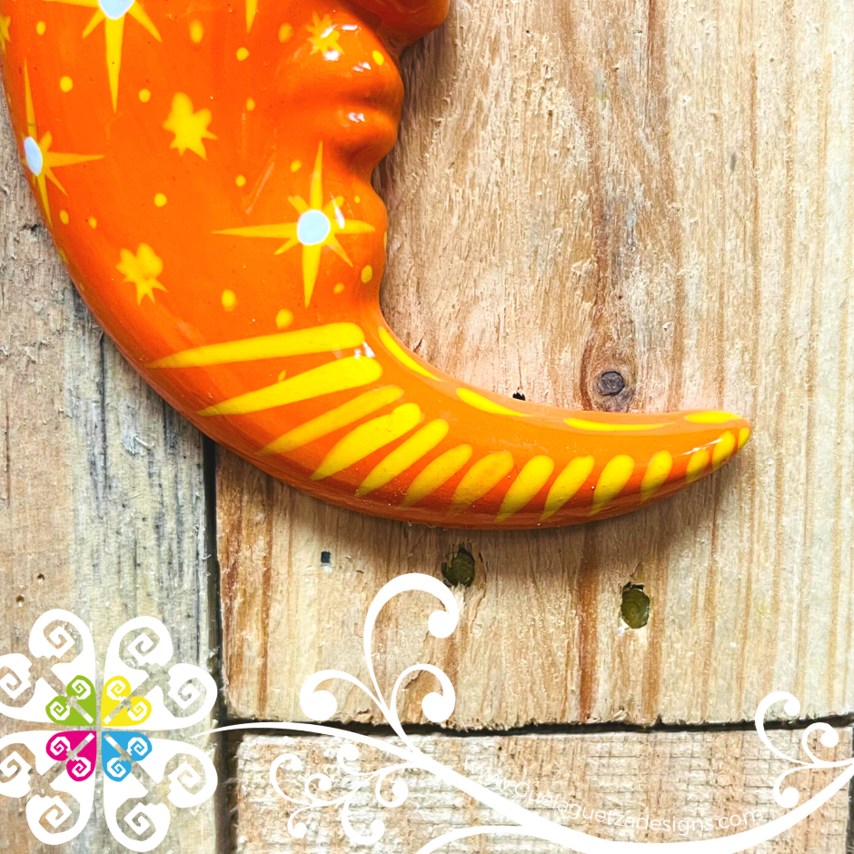 Small Orange Sun & Moon Set - Wall Decor