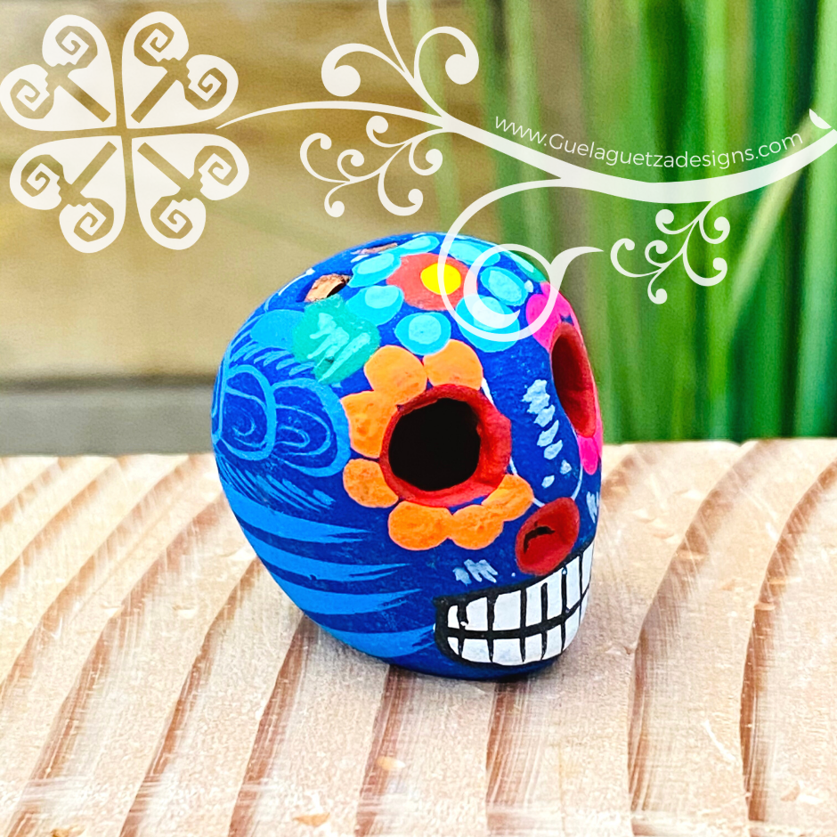 Mini Hand Painted Multicolor Sugar Skull  - Calaverita Guerrero