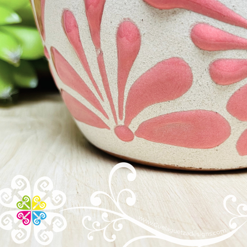 Pink Espiga Plumeado Bola Clay Vase - Florero Barro