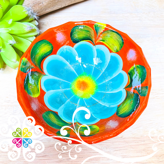 Orange Guerrero Hand Painted Salsa Bowl - Salcero De Barro