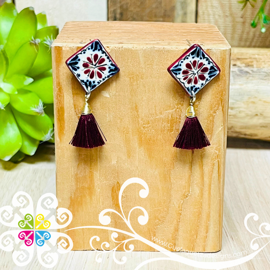 Square Stud Earrings - Aretes Barro Alta Temperatura