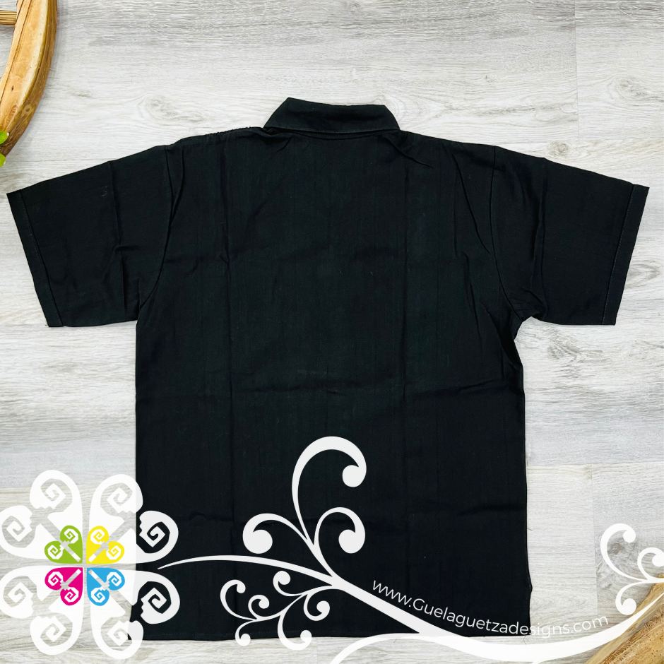 Black Vine Flowers - Embroider Men Shirt