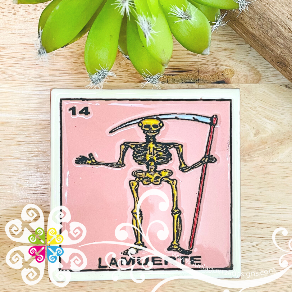 Mexican Loteria Coaster Tile - 14 La Muerte