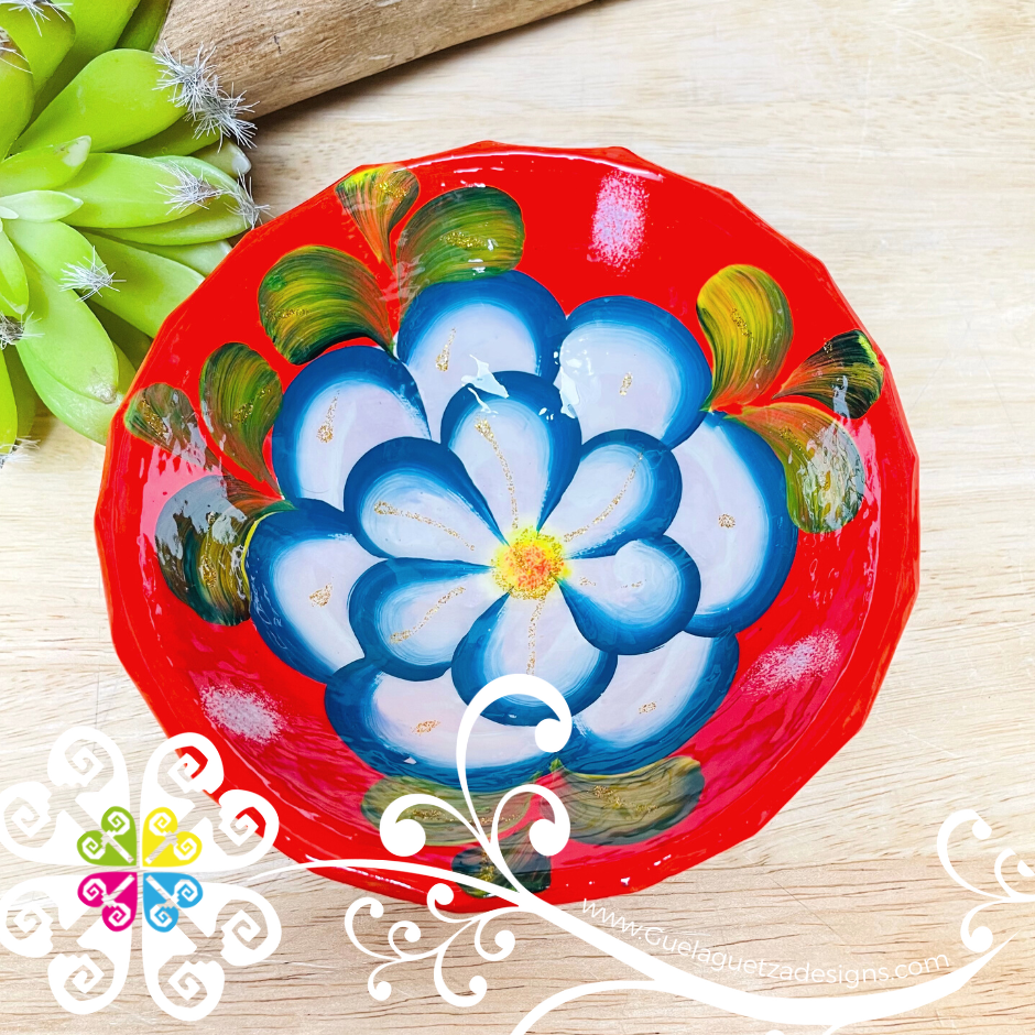 Orange Guerrero Hand Painted Salsa Bowl - Salcero De Barro