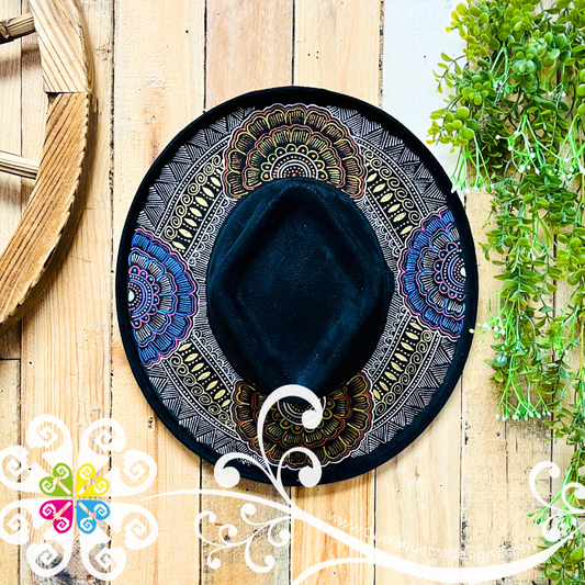 Black Rhombus Mitla Velvet Hat - Peek-a-Boo Hand Painted Hat