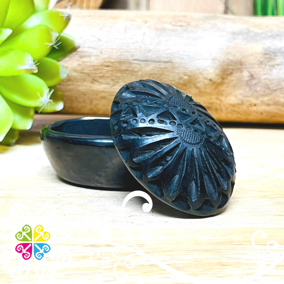 Mini Oval Jewelry Box - Barro Negro Oaxaca