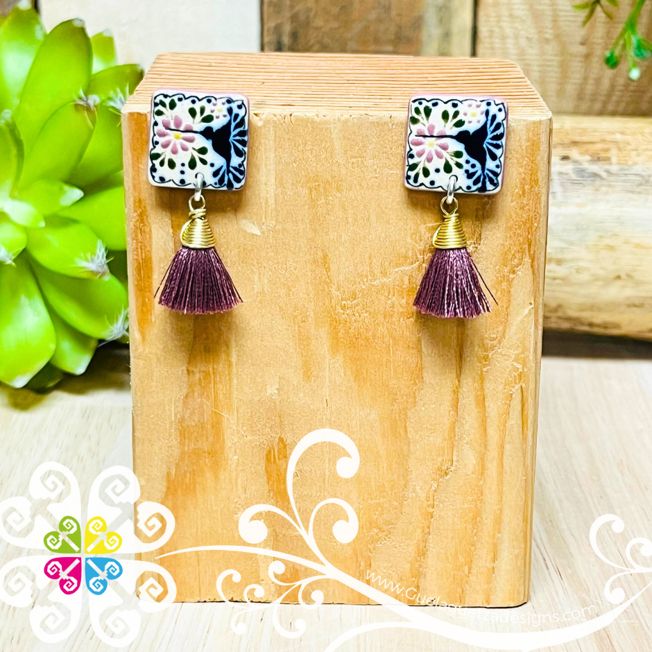 Square Stud Earrings - Aretes Barro Alta Temperatura