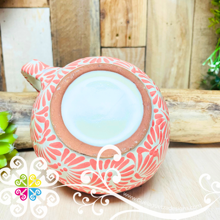 Large Round Corazon Pink Talavera Mug  - Single Talavera Mug