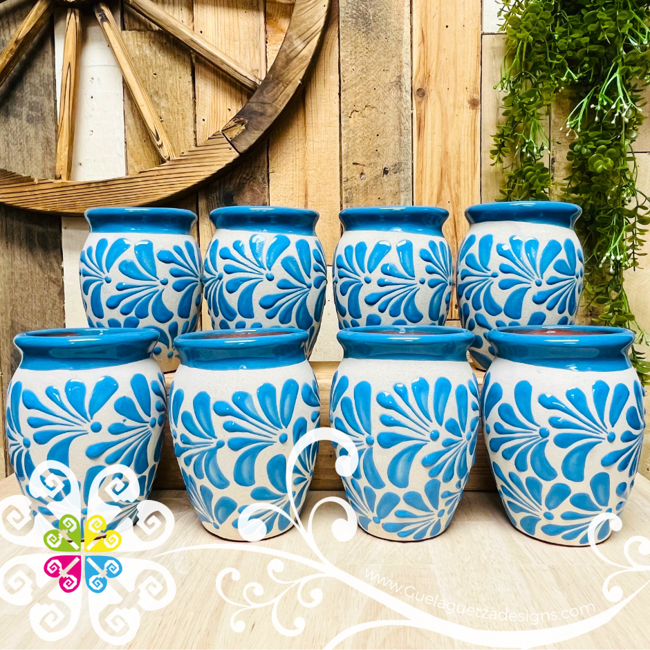 Set of Blue Espiga Plumeado Cantarito Cup - Set Clay Cantarito