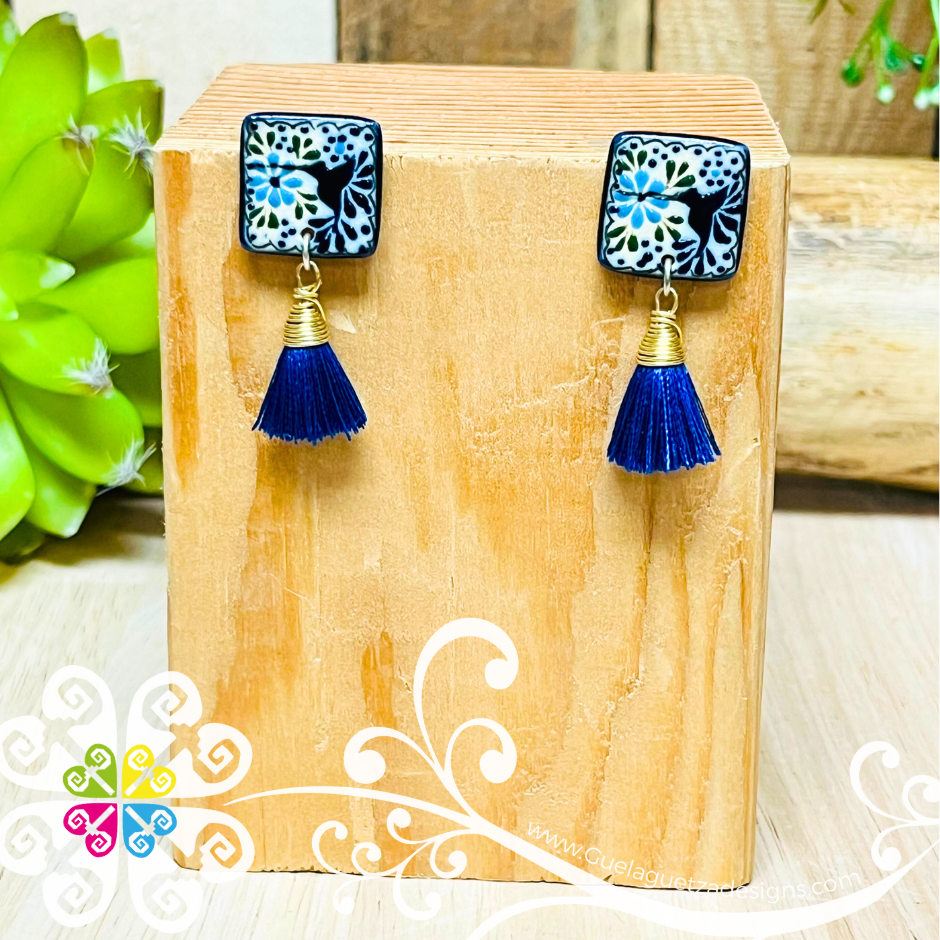 Square Stud Earrings - Aretes Barro Alta Temperatura