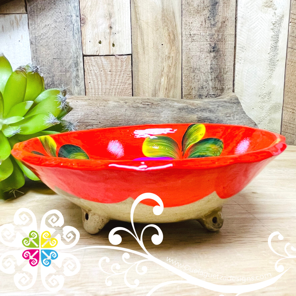 Orange Guerrero Hand Painted Salsa Bowl - Salcero De Barro