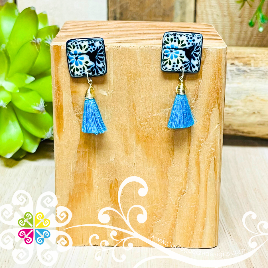 Square Stud Earrings - Aretes Barro Alta Temperatura