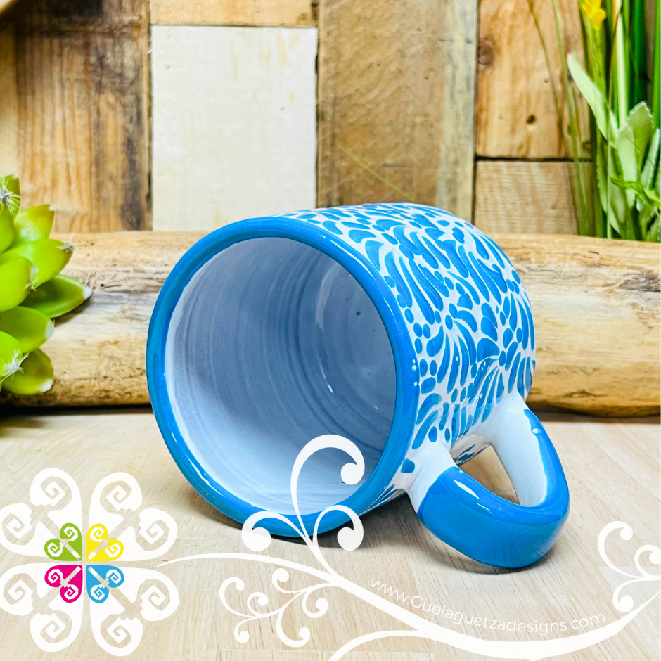 Blue Turquoise Feathers - Single Talavera Mug