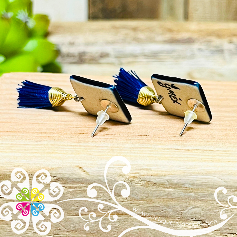 Square Stud Earrings - Aretes Barro Alta Temperatura