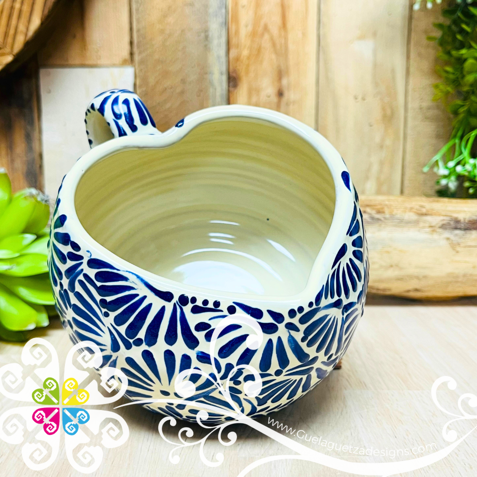 Large Round Corazon Blue Talavera Mug  - Single Talavera Mug