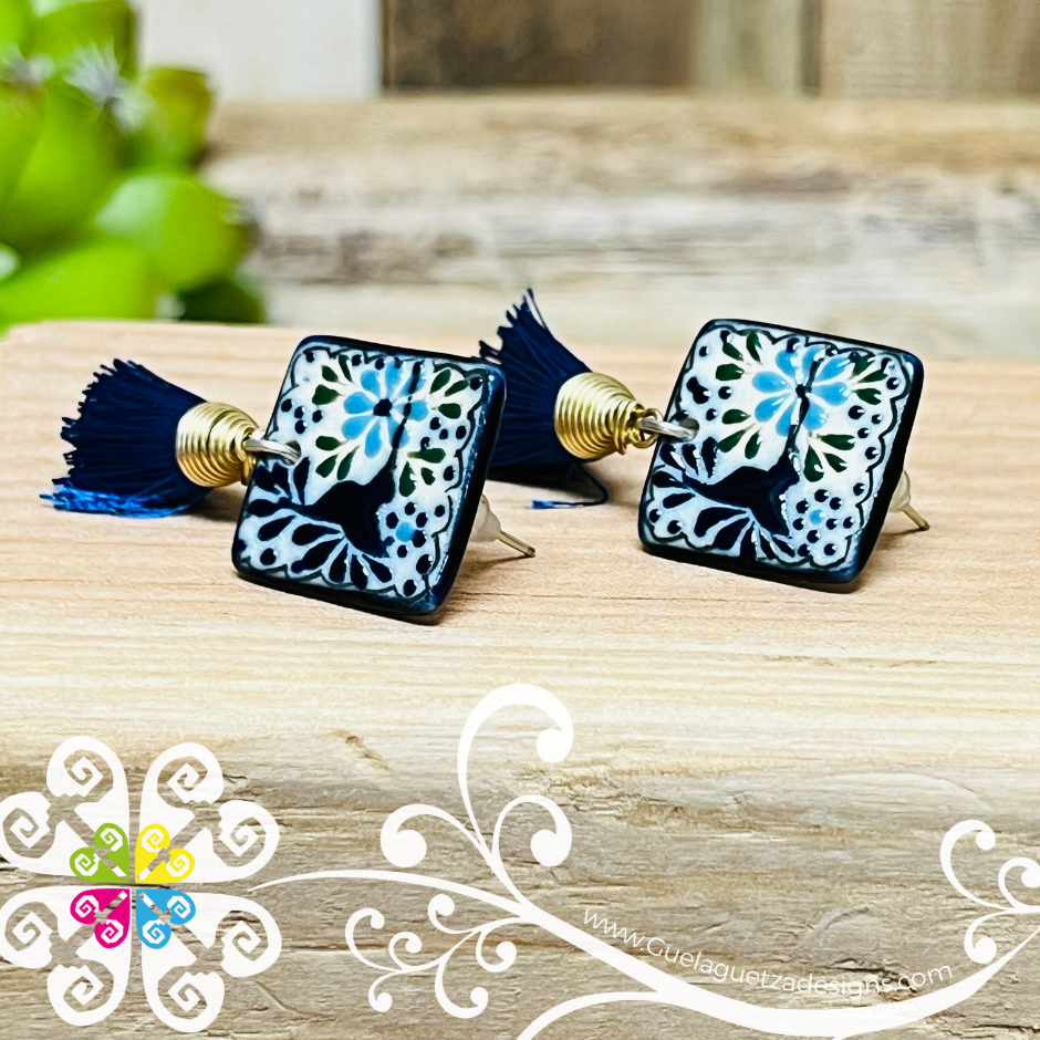 Square Stud Earrings - Aretes Barro Alta Temperatura