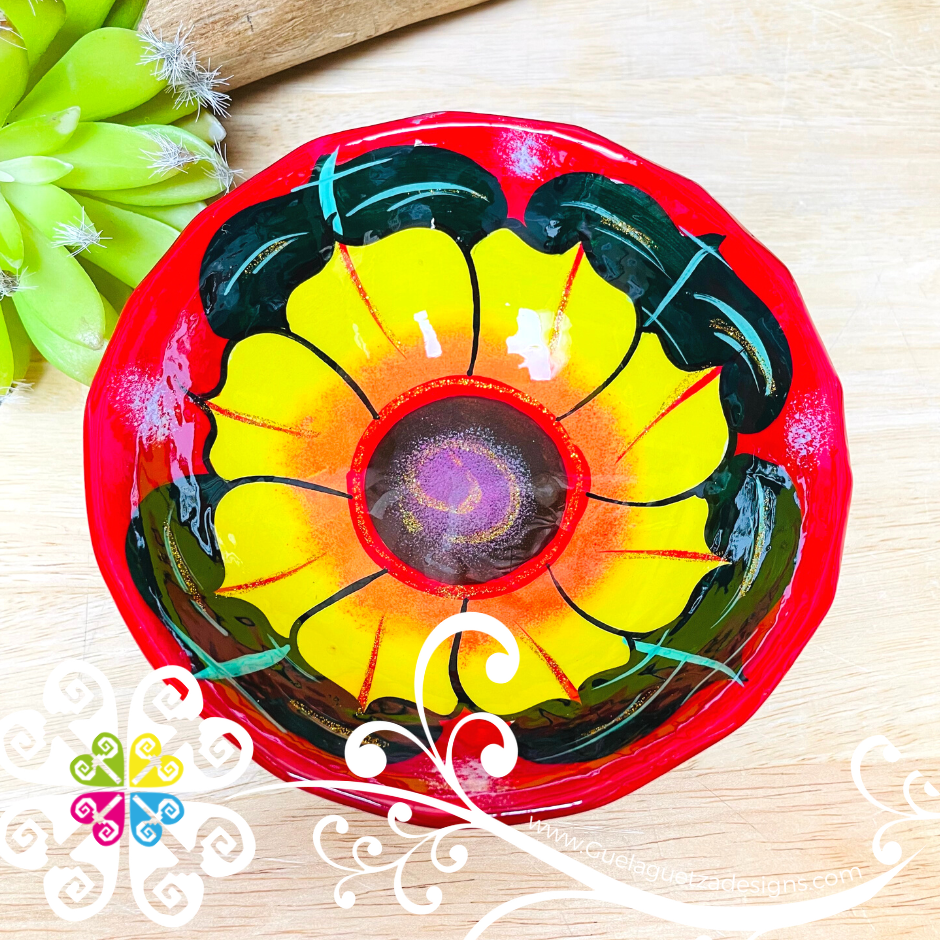 Red Guerrero Hand Painted Salsa Bowl - Salcero De Barro