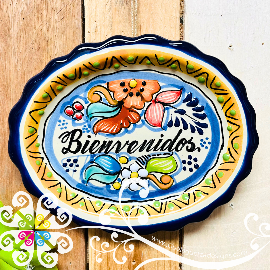 Small Bienvenidos Talavera House Signs - Wall Decor