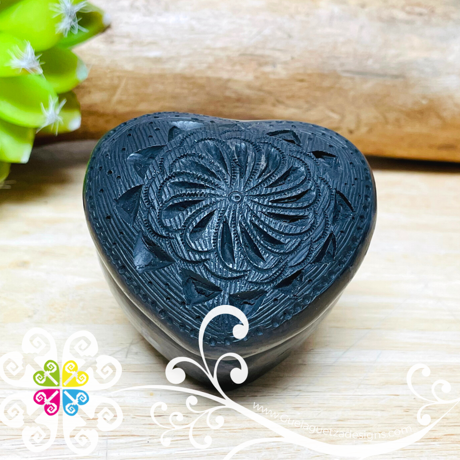 Small Heart Jewelry Box - Barro Negro Oaxaca