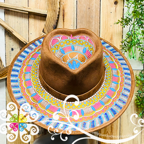 Tobacco Heart Mitla Velvet Hat - Hand Painted Hat