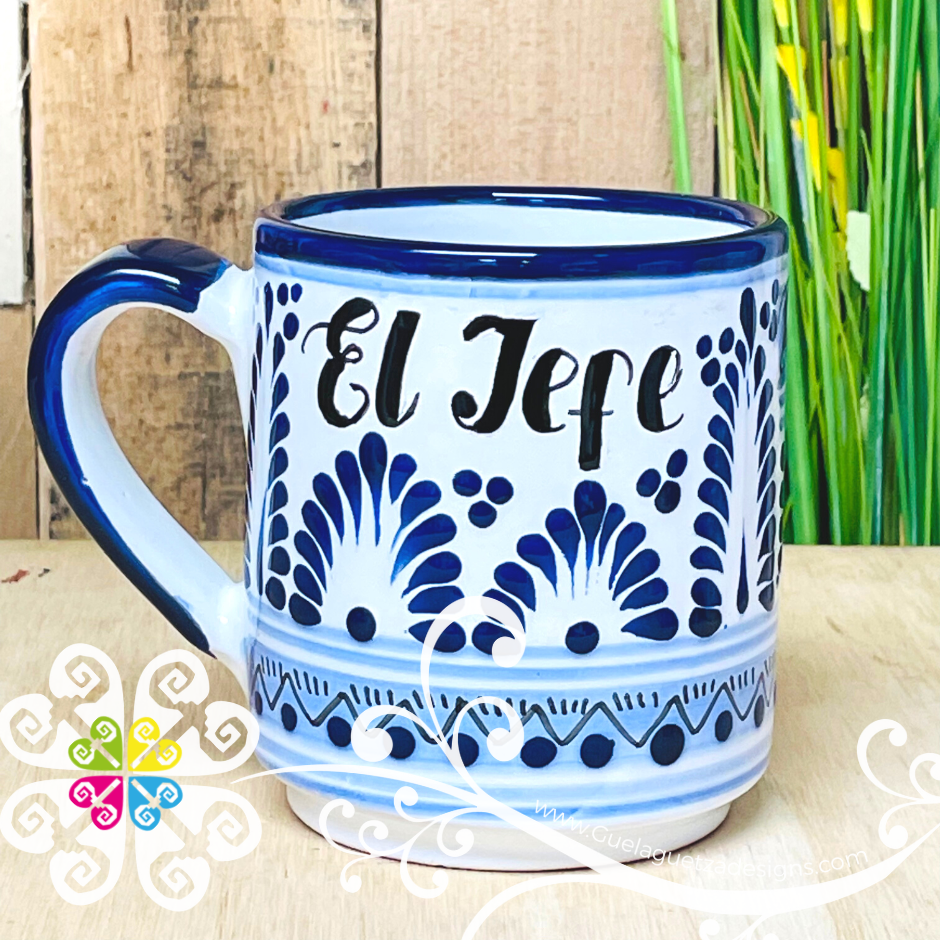 El Jefe Blue Talavera Mug - Single Talavera Mug