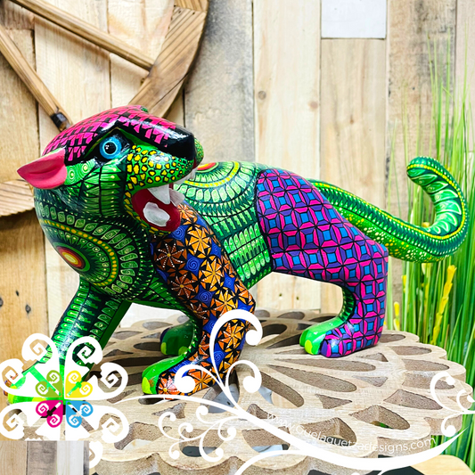 Large Mystical Mayan Jaguar Alebrije - Handcarve Wood Decoration Figure