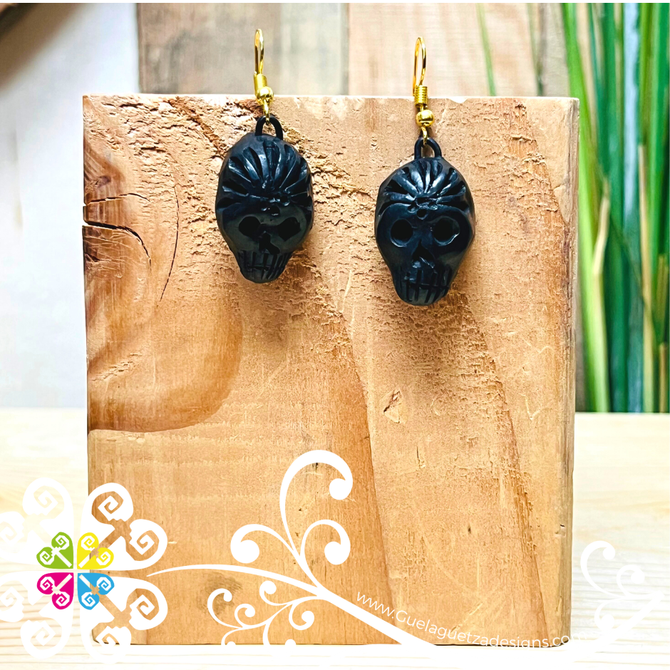 Frida Head - Black Clay Earrings