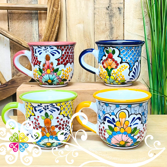 Set of 4 Multicolor Feathers - Talavera Tea Mug