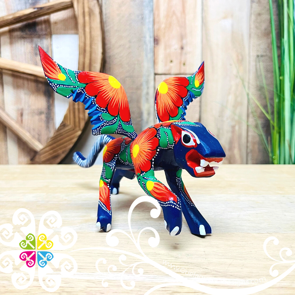 Medium Majestic Jaguar Alebrije - Handcarve Wood Decoration Figure