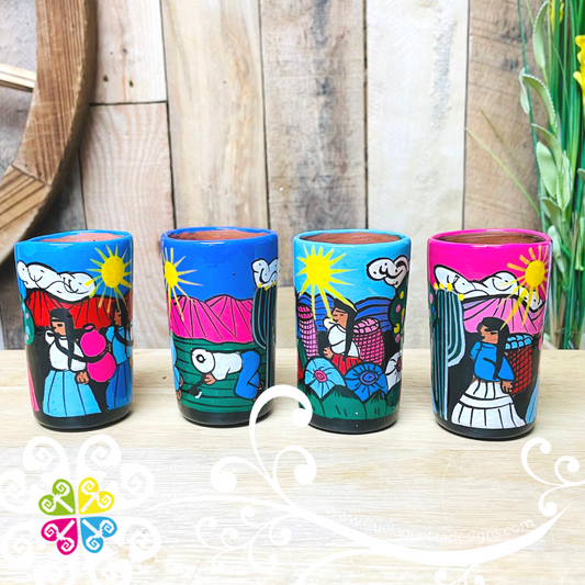 Historias Guerrero Clay Shot Glass - Set of 4