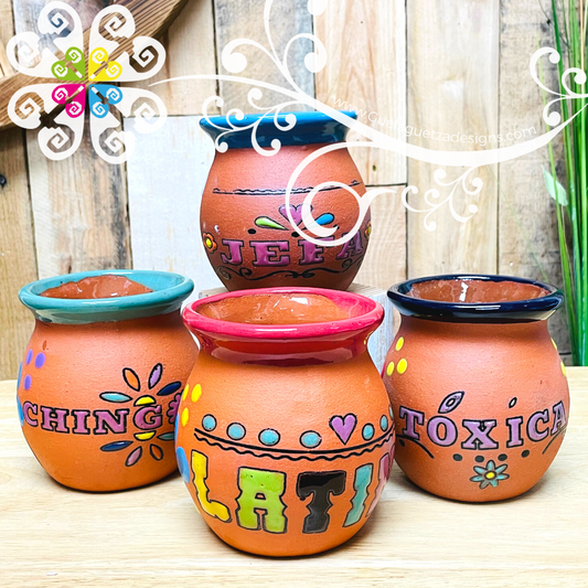 Set of 4 Womenhood Mexican Clay Mugs - Set Taza Barro