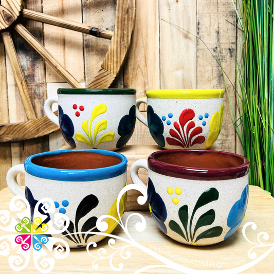 Set of 4 Big Cereal Clay Mug - Set Taza Barro