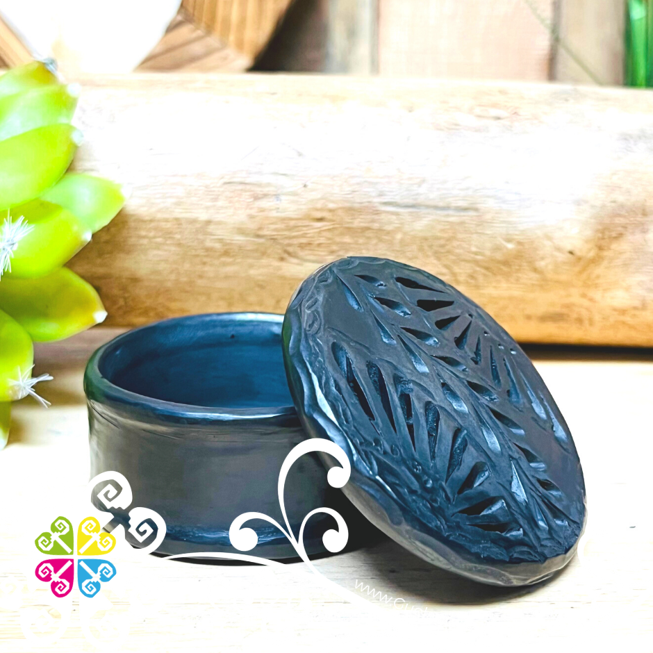 Small Tambor Jewelry Box - Barro Negro Oaxaca