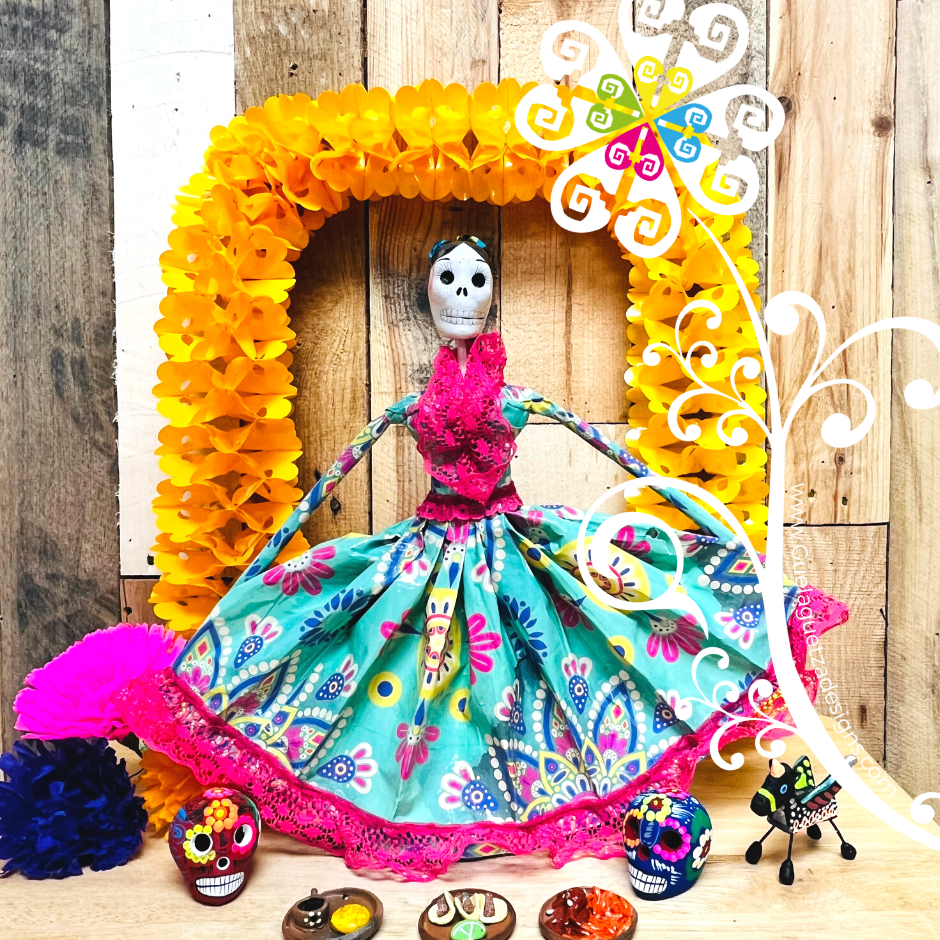 Medium Catrina Papel Mache - Wide Dress